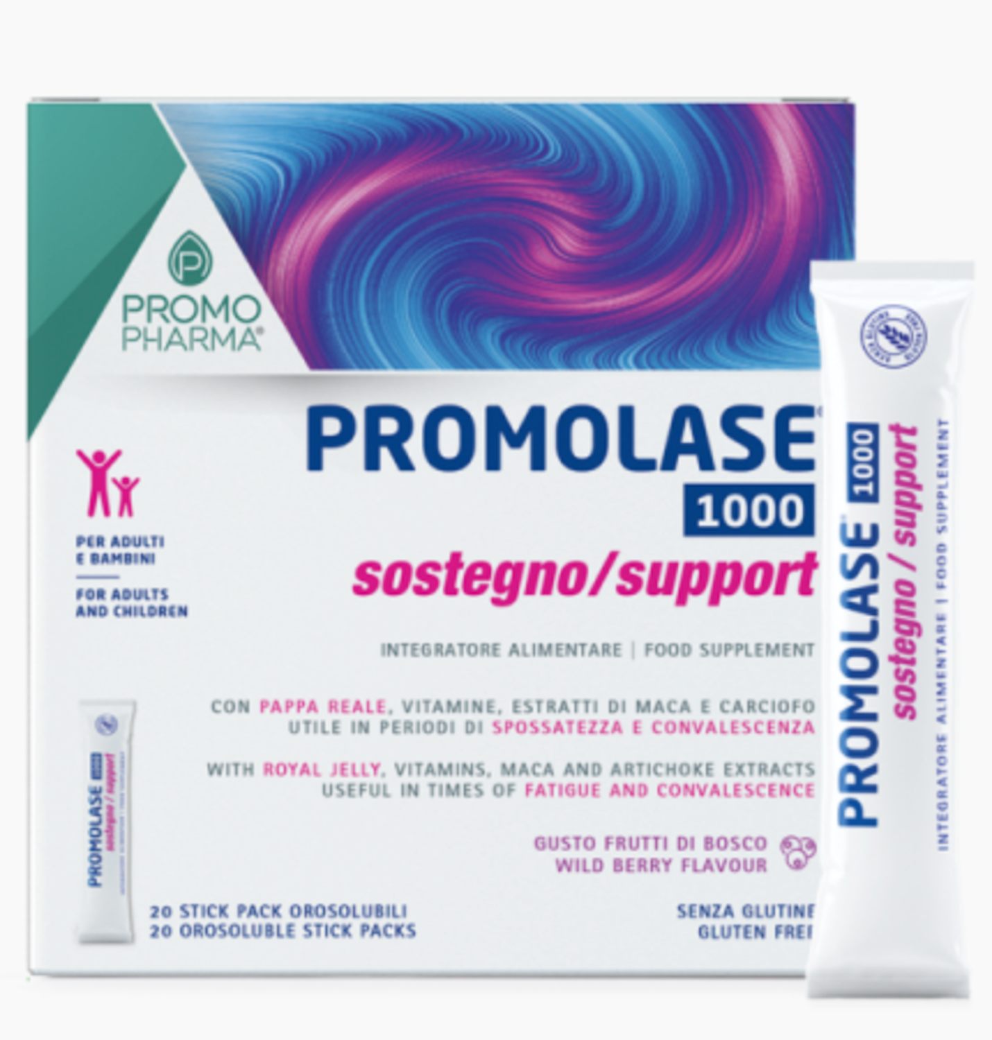 Promolase 1000® Sostegno - Tonico Ricostituente - 20 Stick