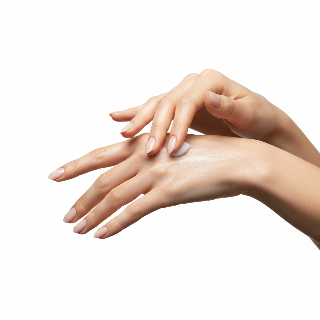 Modella Applicazione Crema Mani